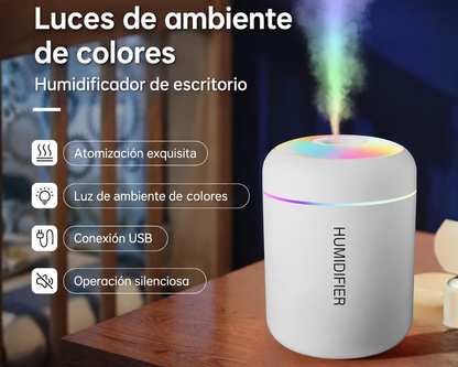 Mini Difusor Aromático USB · Niebla, LED y 180 ml